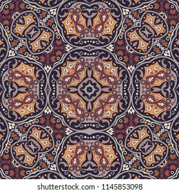 Vector abstract ethnic nature hand drawn ornamental illustration with color background