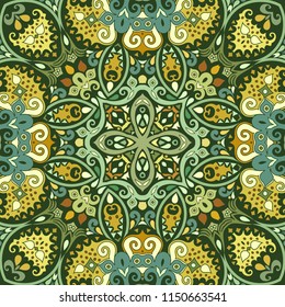 Vector abstract ethnic nature hand drawn ornamental illustration with color background