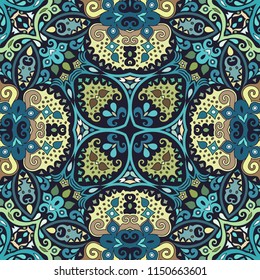 Vector abstract ethnic nature hand drawn ornamental illustration with color background