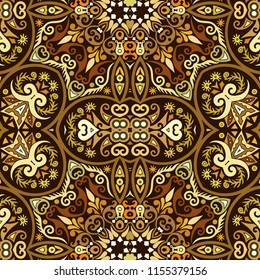 Vector abstract ethnic nature hand drawn ornamental background. Colorful seamless pattern