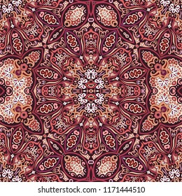 Vector abstract ethnic nature hand drawn ornamental background. Colorful seamless pattern