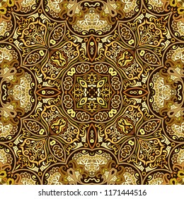 Vector abstract ethnic nature hand drawn ornamental background. Colorful seamless pattern