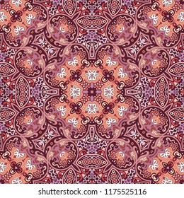 Vector abstract ethnic nature hand drawn ornamental background. Colorful seamless pattern