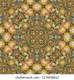Vector abstract ethnic nature hand drawn ornamental background. Colorful seamless pattern