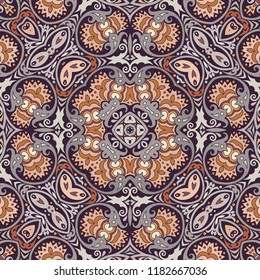 Vector abstract ethnic nature hand drawn ornamental background. Colorful seamless pattern