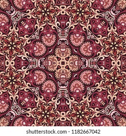 Vector abstract ethnic nature hand drawn ornamental background. Colorful seamless pattern