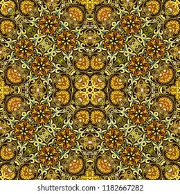 Vector abstract ethnic nature hand drawn ornamental background. Colorful seamless pattern