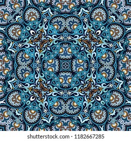 Vector abstract ethnic nature hand drawn ornamental background. Colorful seamless pattern