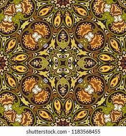 Vector abstract ethnic nature hand drawn ornamental background. Colorful seamless pattern