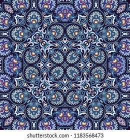 Vector abstract ethnic nature hand drawn ornamental background. Colorful seamless pattern