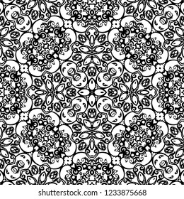 Vector abstract ethnic nature hand drawn ornamental background. Black and white seamless pattern