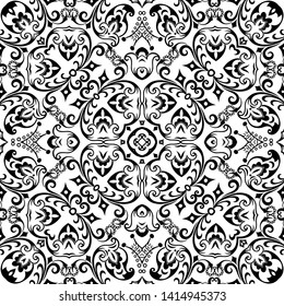 Vector abstract ethnic nature hand drawn ornamental background. Black and white seamless pattern
