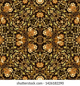 Vector abstract ethnic nature hand drawn ornamental background. Colorful seamless pattern