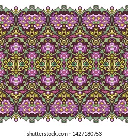 Vector abstract ethnic nature hand drawn ornamental background. Colorful seamless pattern