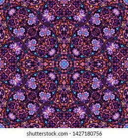 Vector abstract ethnic nature hand drawn ornamental background. Colorful seamless pattern