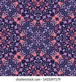 Vector abstract ethnic nature hand drawn ornamental background. Colorful seamless pattern