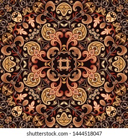 Vector abstract ethnic nature hand drawn ornamental background. Colorful seamless pattern