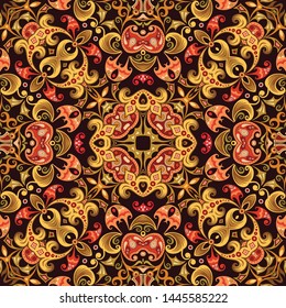 Vector abstract ethnic nature hand drawn ornamental background. Colorful seamless pattern