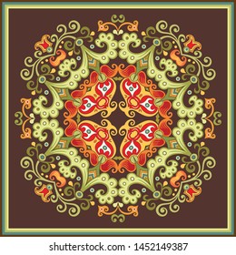 Vector abstract ethnic nature hand drawn ornamental background. Colorful seamless pattern