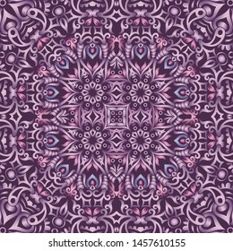 Vector abstract ethnic nature hand drawn ornamental background. Colorful seamless pattern