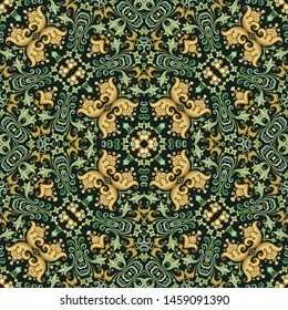Vector abstract ethnic nature hand drawn ornamental background. Colorful seamless pattern