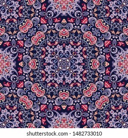 Vector abstract ethnic nature hand drawn ornamental background. Colorful seamless pattern