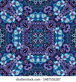 Vector abstract ethnic nature hand drawn ornamental background. Colorful seamless pattern