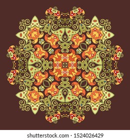 Vector abstract ethnic nature hand drawn ornamental background. Colorful seamless pattern