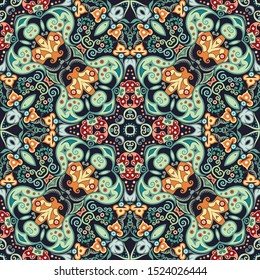 Vector abstract ethnic nature hand drawn ornamental background. Colorful seamless pattern