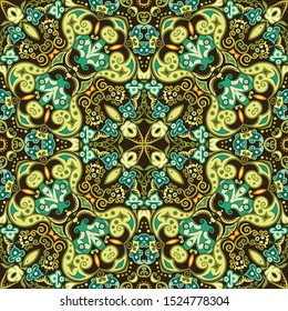 Vector abstract ethnic nature hand drawn ornamental background. Colorful seamless pattern