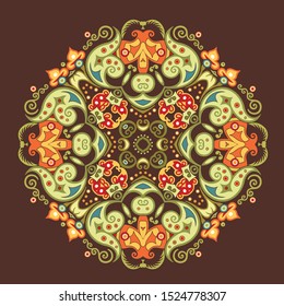 Vector abstract ethnic nature hand drawn ornamental background. Colorful seamless pattern