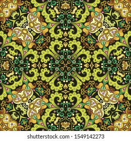 Vector abstract ethnic nature hand drawn ornamental background. Colorful seamless pattern