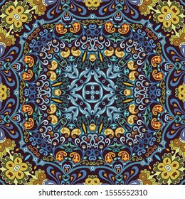 Vector abstract ethnic nature hand drawn ornamental background. Colorful seamless pattern