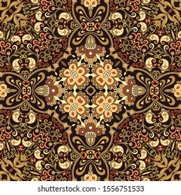 Vector abstract ethnic nature hand drawn ornamental background. Colorful seamless pattern