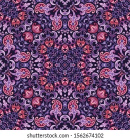 Vector abstract ethnic nature hand drawn ornamental background. Colorful seamless pattern
