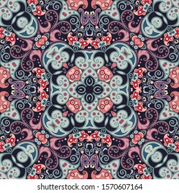 Vector abstract ethnic nature hand drawn ornamental background. Colorful seamless pattern