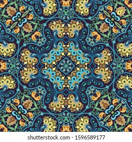 Vector abstract ethnic nature hand drawn ornamental background. Colorful seamless pattern
