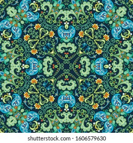 Vector abstract ethnic nature hand drawn ornamental background. Colorful seamless pattern