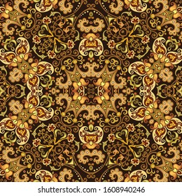 Vector abstract ethnic nature hand drawn ornamental background. Colorful seamless pattern