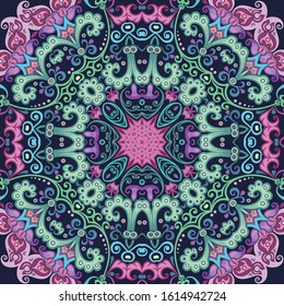 Vector abstract ethnic nature hand drawn ornamental background. Colorful seamless pattern