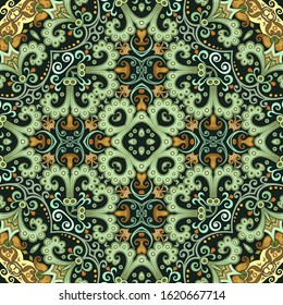 Vector abstract ethnic nature hand drawn ornamental background. Colorful seamless pattern