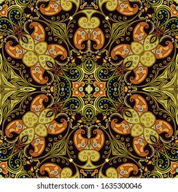 Vector abstract ethnic nature hand drawn ornamental background. Colorful seamless pattern