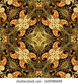 Vector abstract ethnic nature hand drawn ornamental background. Colorful seamless pattern