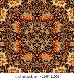 Vector de naturaleza étnica abstracta de fondo ornamental dibujado a mano. Patrón transparente y colorido