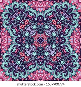 Vector abstract ethnic nature hand drawn ornamental background. Colorful seamless pattern