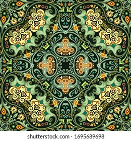 Vector abstract ethnic nature hand drawn ornamental background. Colorful seamless pattern