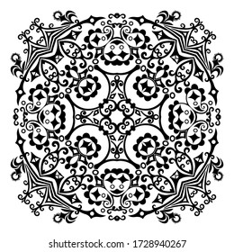 Vector abstract ethnic nature hand drawn ornamental background. Black and white seamless pattern