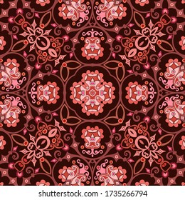Vector abstract ethnic nature hand drawn ornamental background. Colorful seamless pattern
