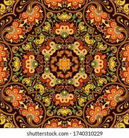 Naturaleza étnica abstracta vectorial dibujada a mano fondo ornamental. Patrón transparente y colorido