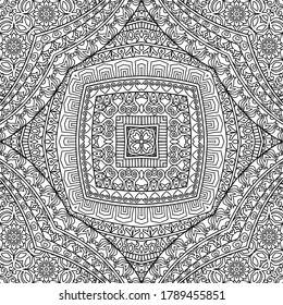 Vector abstract ethnic nature hand drawn ornamental background. Line art seamless pattern